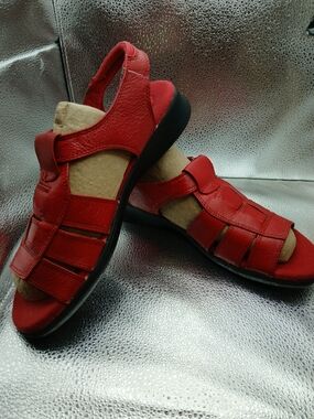 Dr. Scholl's Red Leather Fisherman Sandals